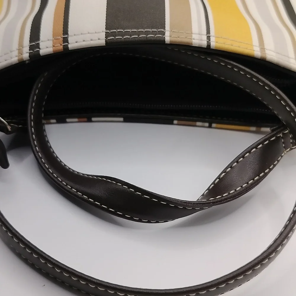 Liz Claiborne Classic Striped Small Shoulder Bag Black, Yellow, Brown VTG Y2K